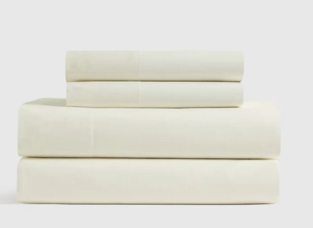 Quince FULL Percale 4 Piece Sheet Set IVORY  100% Organic Cotton NEW